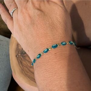 Anthropologie Serefina Elegant Blue and Gold Dainty Women's Bracelet NWOT